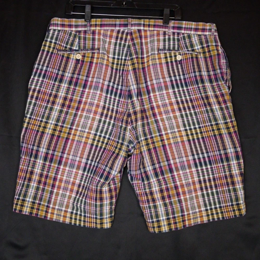 Polo Ralph Lauren Shorts Mens 42 Multi Plaid Vintage Madras Cotton Flat‎ Front